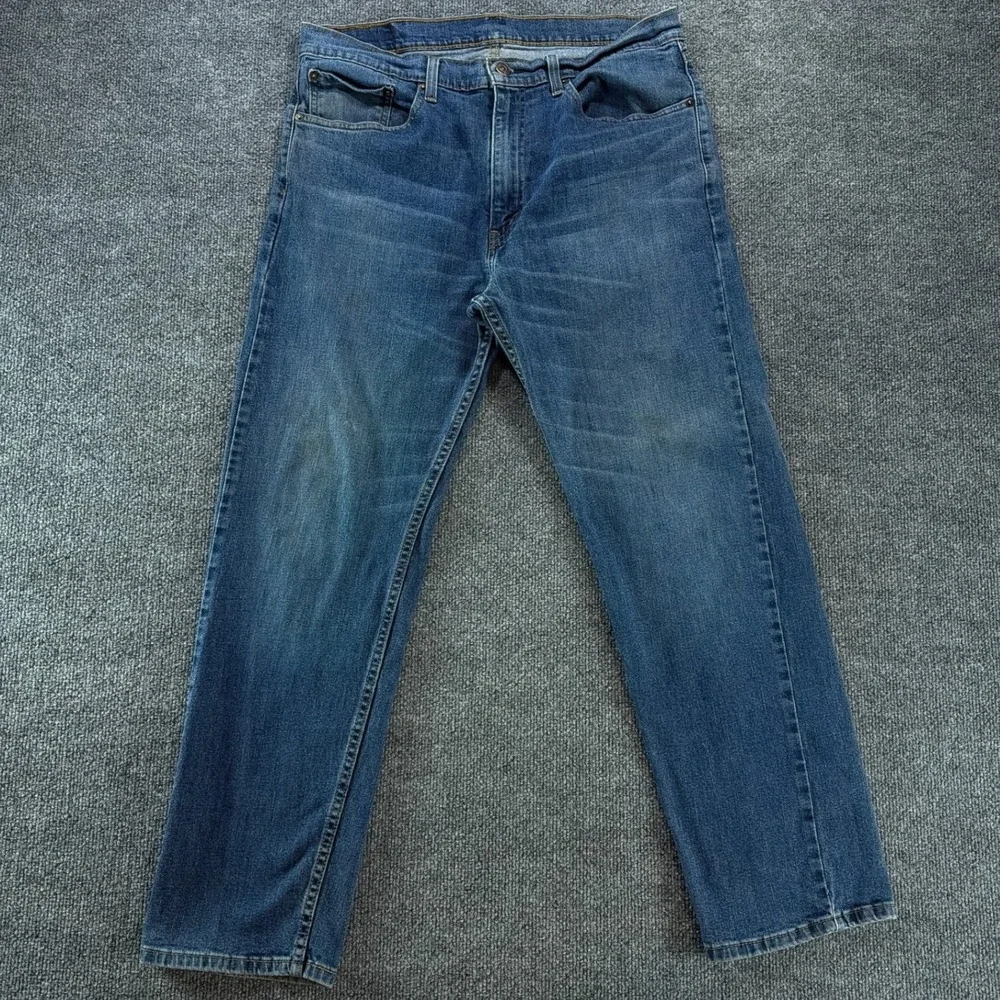 Classic Levi Strauss 505 Regular Fit Straight Leg Blue Denim Jeans Mens 36x30